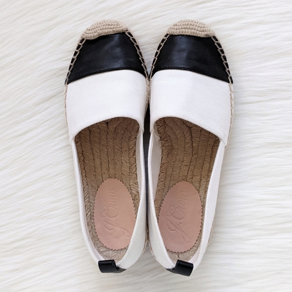 J. Crew Black & White Espadrilles With Leather Cap Toe | 6.5 - Picture 8 of 15
